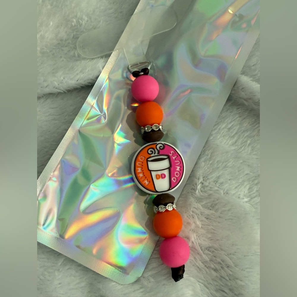 NEW Dunkin Donuts Beaded Phone Charm
